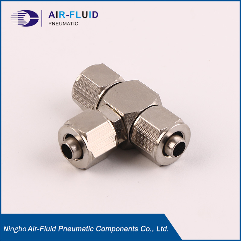 Push on Fittings Equal Tee ,Brass Nickel-Plated 8X8X8
