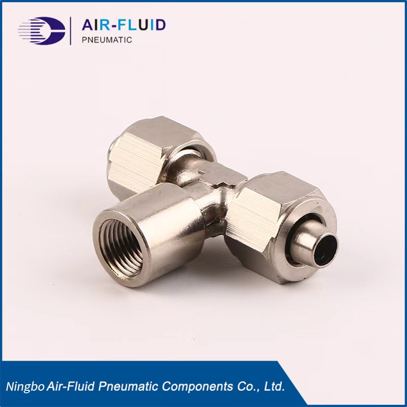 Push on Connect Fixed Female Tee ,Nickel-Plated